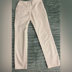 Calvin Klein Sz 2 Cream Straight Leg Pants Small Ankle Slits.Front Side Pockets